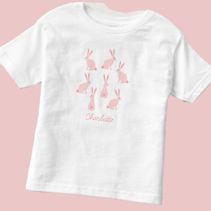 Cute Bunny Rabbits Pink Personalised Toddler T-Shirt