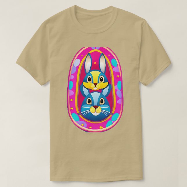 Cute Bunny Rabits T-Shirt (Design Front)