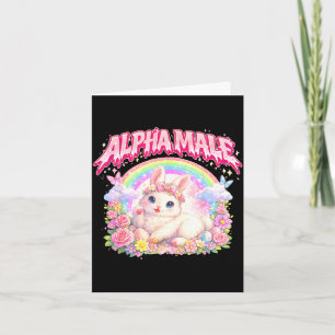 Cute bunny rainbow floral funny for men women kid  card