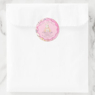 Cute bunny rainbow Shower Classic Round Sticker