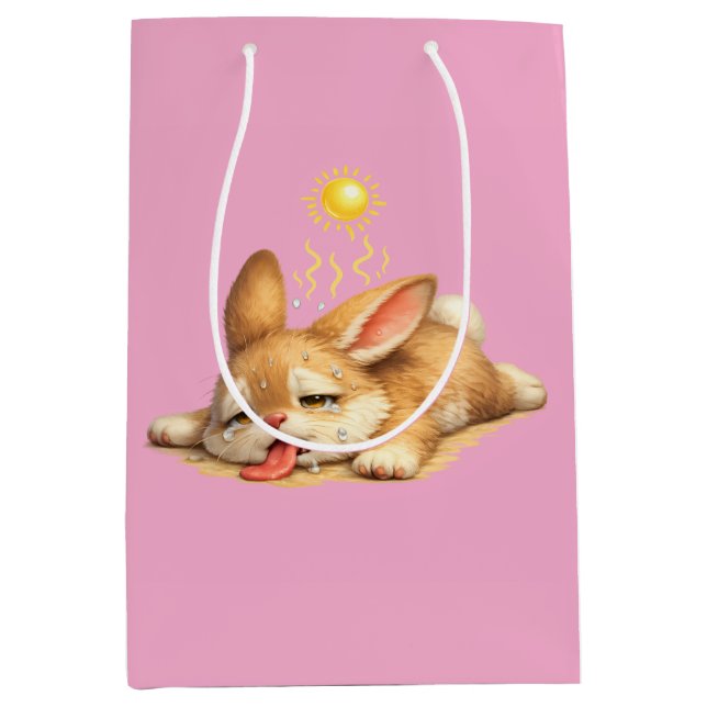 Cute Bunny Resting Under the Scorching Sun Illustr Medium Gift Bag (Front)