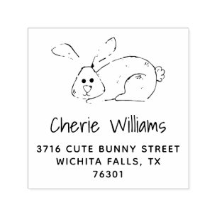 Cute Bunny Return Address Self Inking Rubber Stamp
