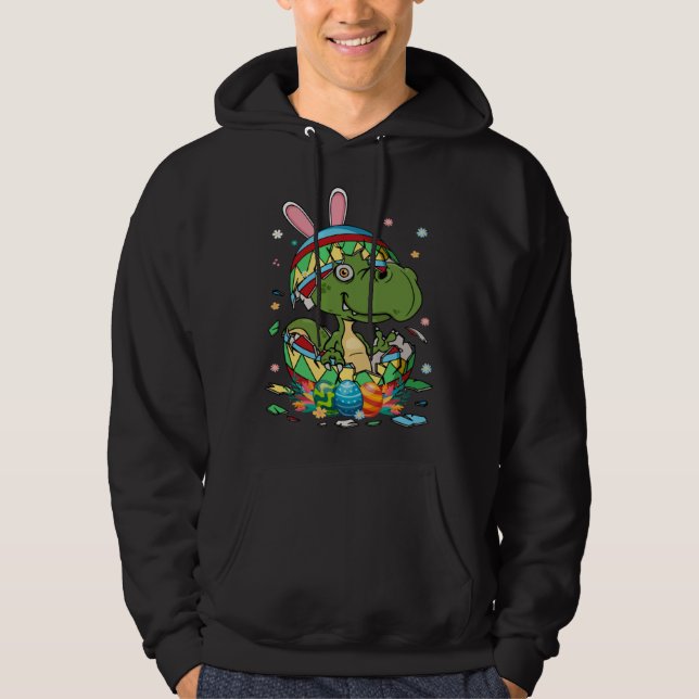 Cute Bunny Rex Dinosaur In Easter Egg Easter Day K Hoodie (Front)
