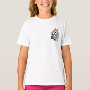 Cute Bunny Riding Kick Scooter Kids T-Shirt