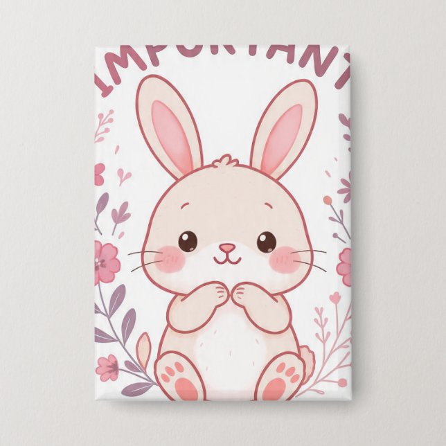 Cute Bunny Self Love  Button - You Are Important Q (Front)
