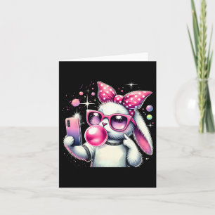 Cute Bunny Selfie Bubblegum Aesthetic Easter Day C Card
