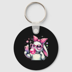 Cute Bunny Selfie Bubblegum Aesthetic Easter Day C Key Ring