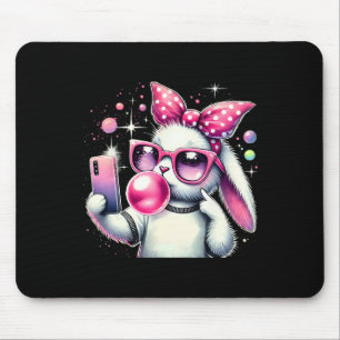 Cute Bunny Selfie Bubblegum Aesthetic Easter Day C Mouse Pad