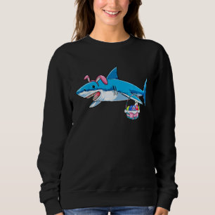 Cute Bunny Shark with Easter Basket and Bunny Happ Sweatshirt