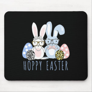 Cute Bunny Shirt Leopard Zebra Gles Print Easter G Mouse Pad