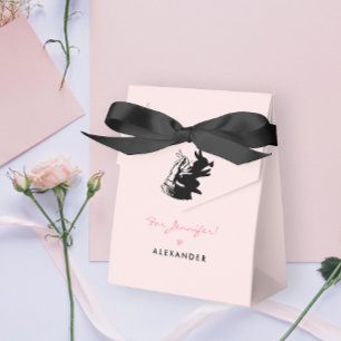 Cute Bunny Silhouette And Butterfly On Pink Party Favour Box