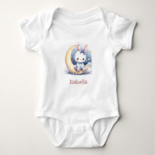cute bunny sitting on the moon baby bodysuit