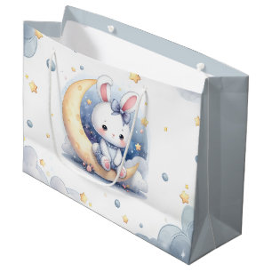 cute bunny sitting on the moon  large gift bag