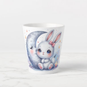 cute bunny sitting on the moon latte mug