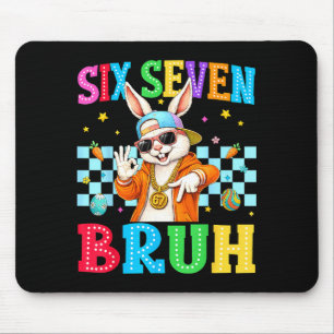 Cute bunny six seven bruh 6 7 meme 67 happy easter mouse pad
