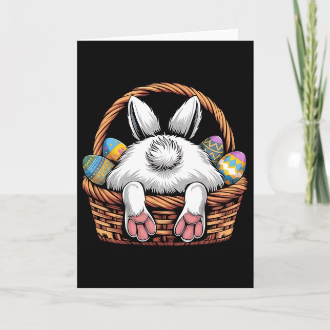 Cute Bunny Sket Hunting Chocolate Eggs Egg Hunt Ea Card (Front)