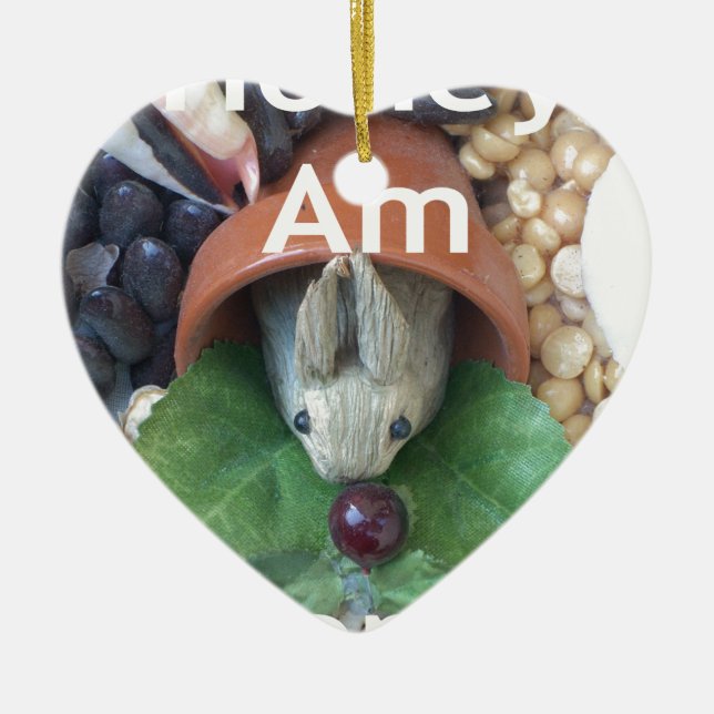 Cute Bunny Snacking Ceramic Tree Decoration (Front)