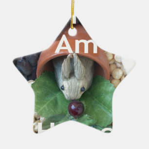 Cute Bunny Snacking Ceramic Tree Decoration