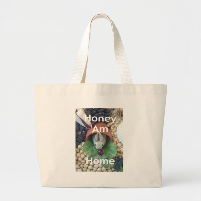 Cute Bunny Snacking Large Tote Bag (Front)