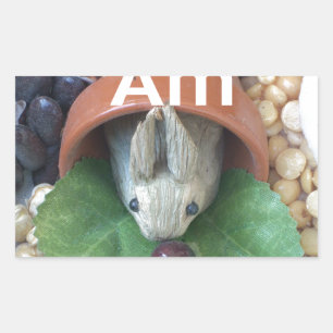 Cute Bunny Snacking Rectangular Sticker