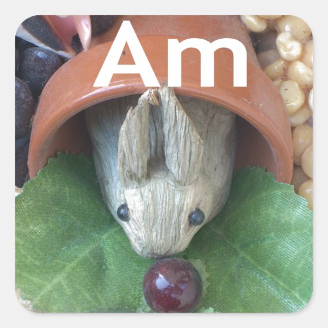 Cute Bunny Snacking Square Sticker (Front)