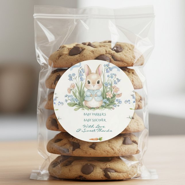 Cute Bunny Spring Floral Baby Shower Thank You  Classic Round Sticker (Creator Uploaded)