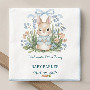 Cute Bunny Spring Floral Personalised Baby Shower  Napkin