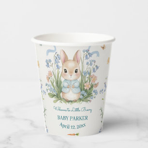 Cute Bunny Spring Floral Personalised Baby Shower  Paper Cups