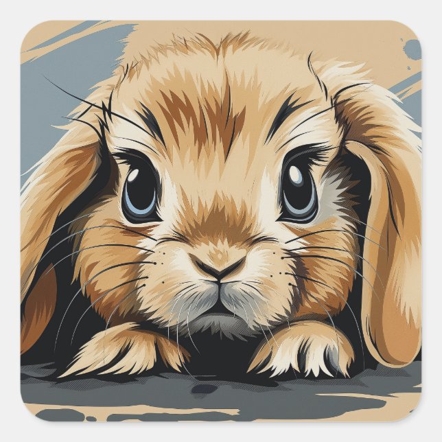 Cute bunny  square sticker (Front)