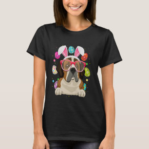 Cute Bunny St Bernard Dog Face Easter Eggs Easter T-Shirt
