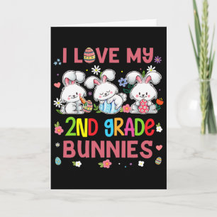 Cute Bunny Teacher Student I Love My 2nd Grade Bun Card