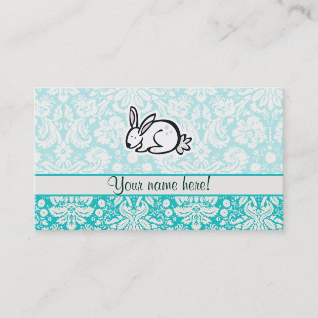 Cute Bunny; Teal Business Card (Front)