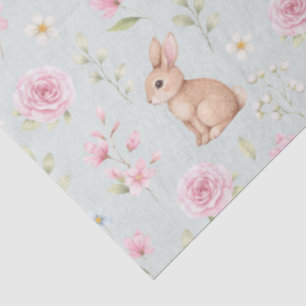 Cute Bunny Teapot Pink Floral Tissue Paper