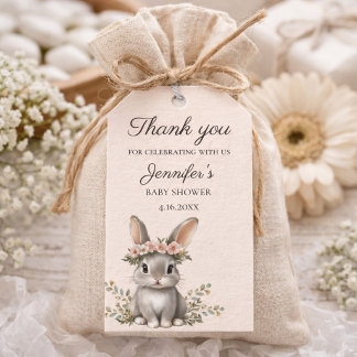 Cute Bunny Theme Gender Neutral Baby Shower Gift Tags