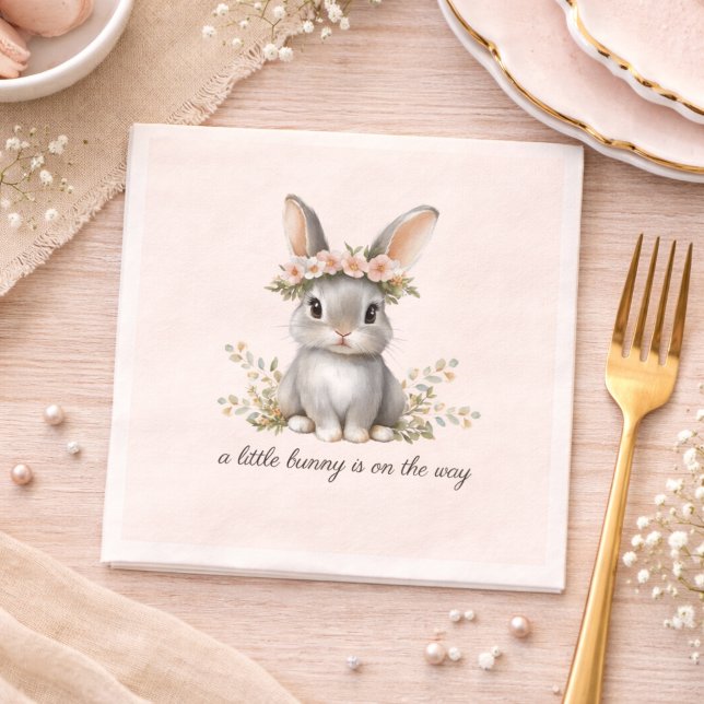 Cute Bunny Theme Gender Neutral Baby Shower Napkin (Creator Uploaded)