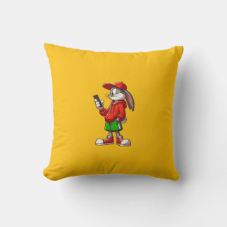Cute Bunny Throw Pillow Aesthetic Rabbit Design 