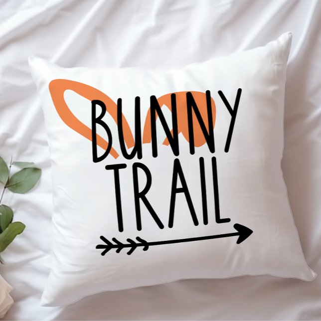 Cute Bunny Trail Bunny Ears Orange Easter Cushion (Creator Uploaded)