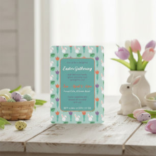 Cute Bunny & Tulip Easter Gathering Invitation 