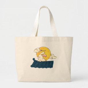 Cute Bunny Under the Moon Large Tote Bag