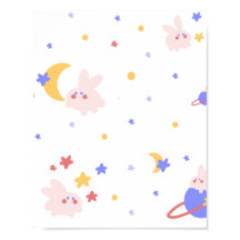 Cute Bunny Under the Moon