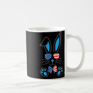 Cute Bunny Usa Flag Sungles Bow Tie Happy Easter J Coffee Mug