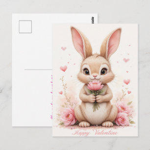 Cute Bunny Valentine Sweet Rabbit Love Postcard