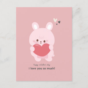 Cute bunny valentine's day postcard