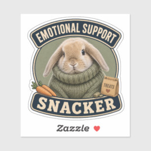 Cute Bunny Vinyl Sticker Emotional Support Snack