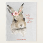 Cute Bunny Watercolor Floral Script Name Planner<br><div class="desc">Cute grey daily planner for every day.  Watercolor floral bunny rabbit.  Add your name and make this notebook your own. The bunny rabbit is adorable. This is as cute as can be. This design can be transferred to many other items of your choice.</div>