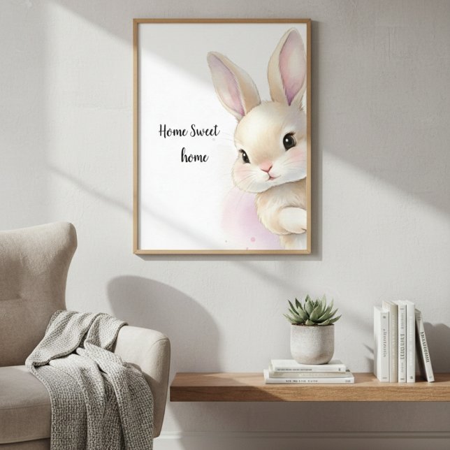 Cute Bunny Watercolor Personalized Text  Poster (Creator Uploaded)