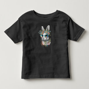 Cute Bunny Wearing Glasses Watercolor Easter Day Toddler T-Shirt