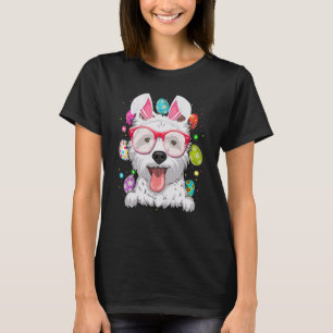 Cute Bunny Westie Dog Face Easter Eggs Easter Day T-Shirt