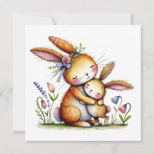 Cute Bunny Whimsical Mother’s Day Mom and Child Card