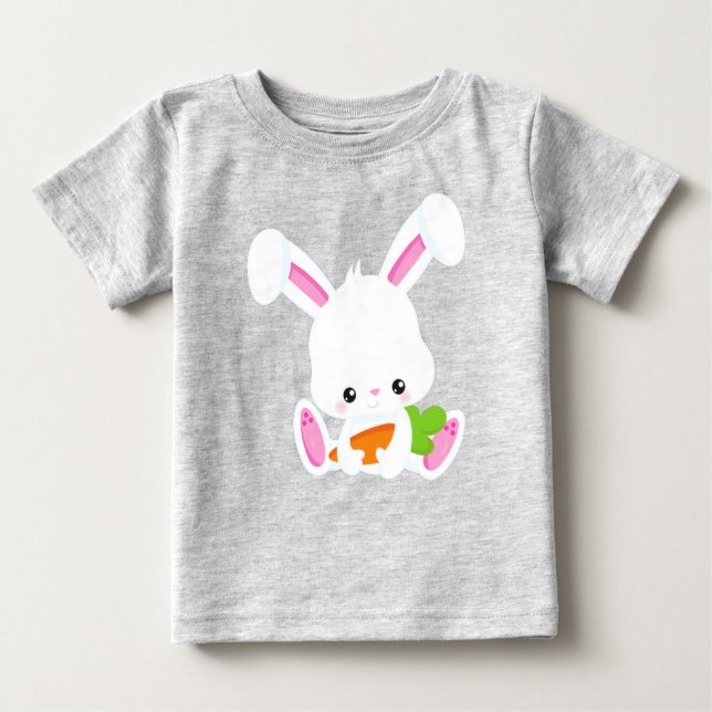 Cute Bunny, White Bunny, Little Bunny, Carrot Baby T-Shirt (Front)